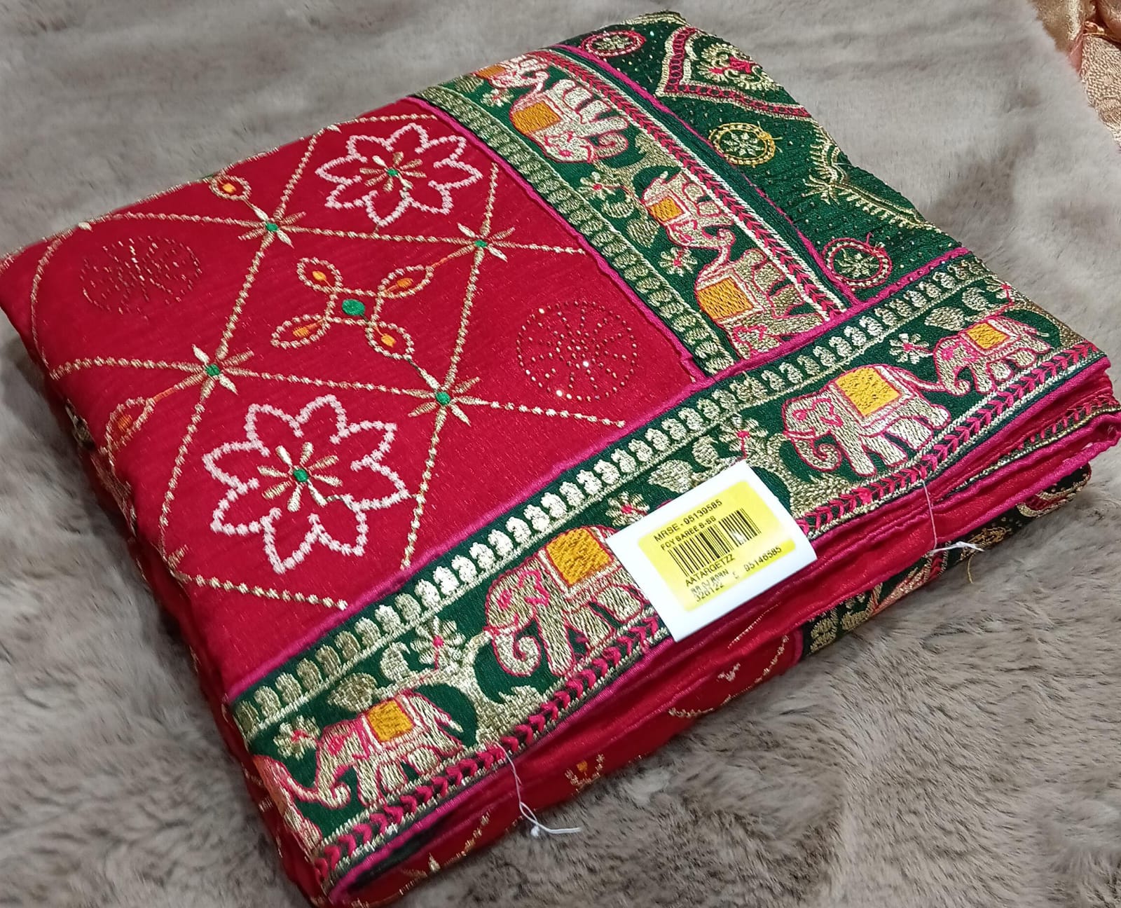 Vichitra Silk Fancy Work Saree with Fancy Border Set of 5 pcs – M.R. Saree Emporium