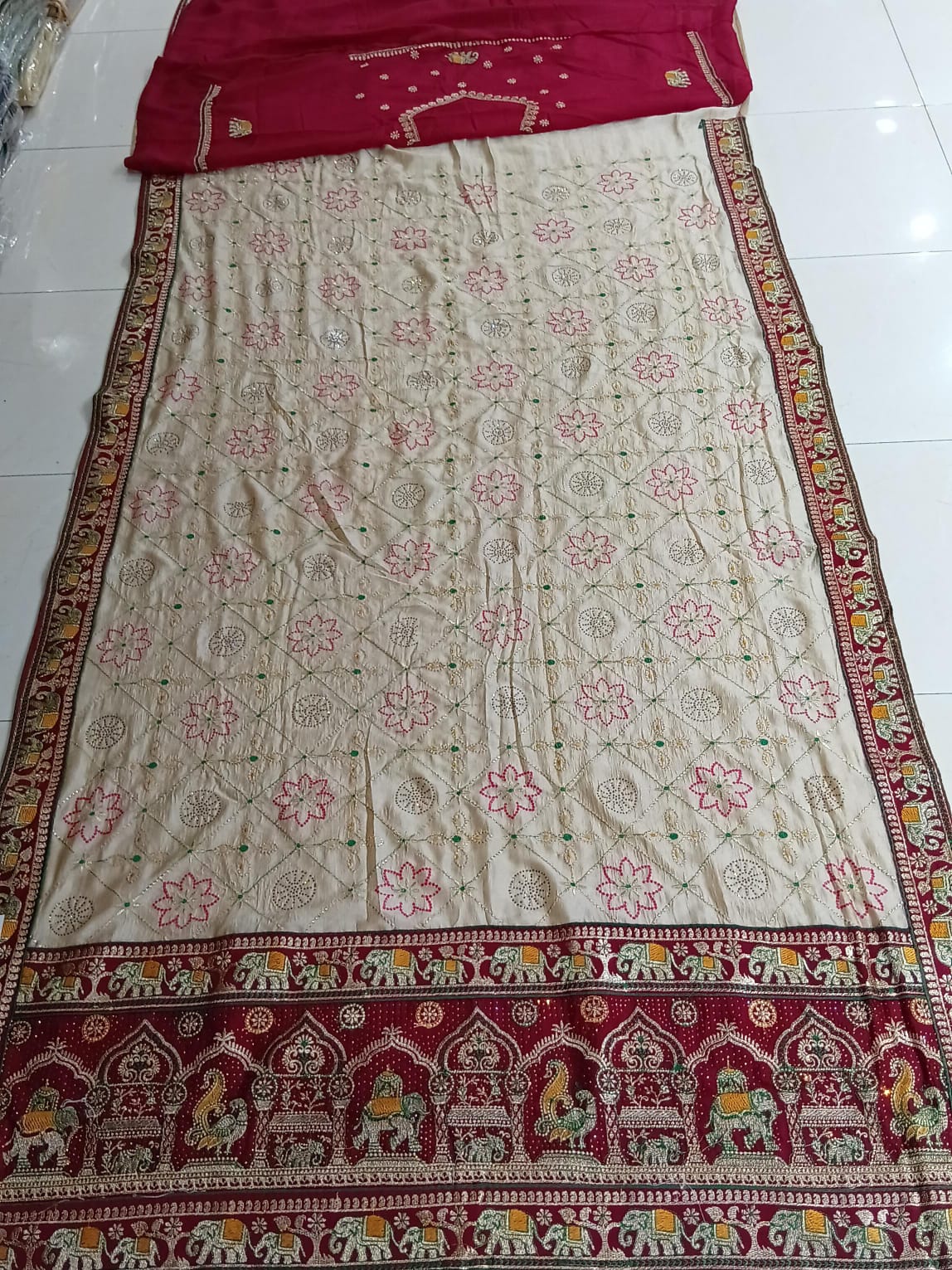 Vichitra Silk Fancy Work Saree with Fancy Border Set of 5 pcs – M.R. Saree Emporium