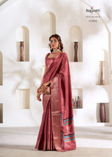 RajPath Fabrics Violet Silk 6 Pcs Set Soft Dola Silk Saree