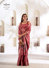 RajPath Fabrics Violet Silk 6 Pcs Set Soft Dola Silk Saree