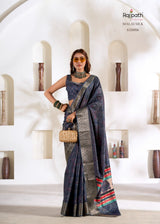 RajPath Fabrics Violet Silk 6 Pcs Set Soft Dola Silk Saree