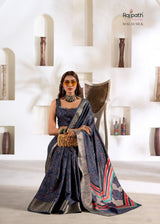 RajPath Fabrics Violet Silk 6 Pcs Set Soft Dola Silk Saree