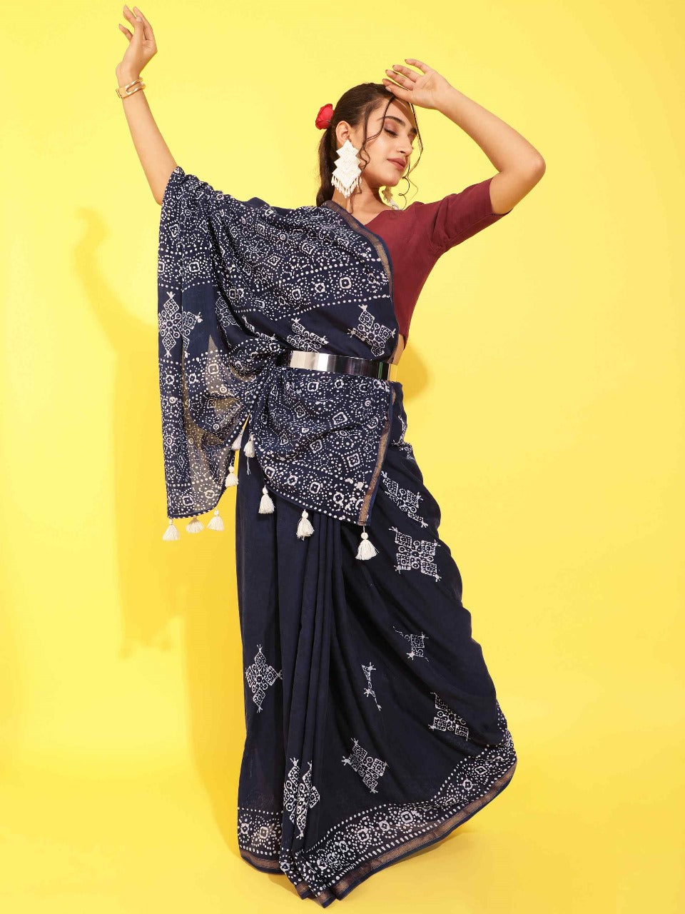 Mono Poley Viscose Mul Batik Saree Premium Viscose 9 PCS Set-M.R. Saree Emporium