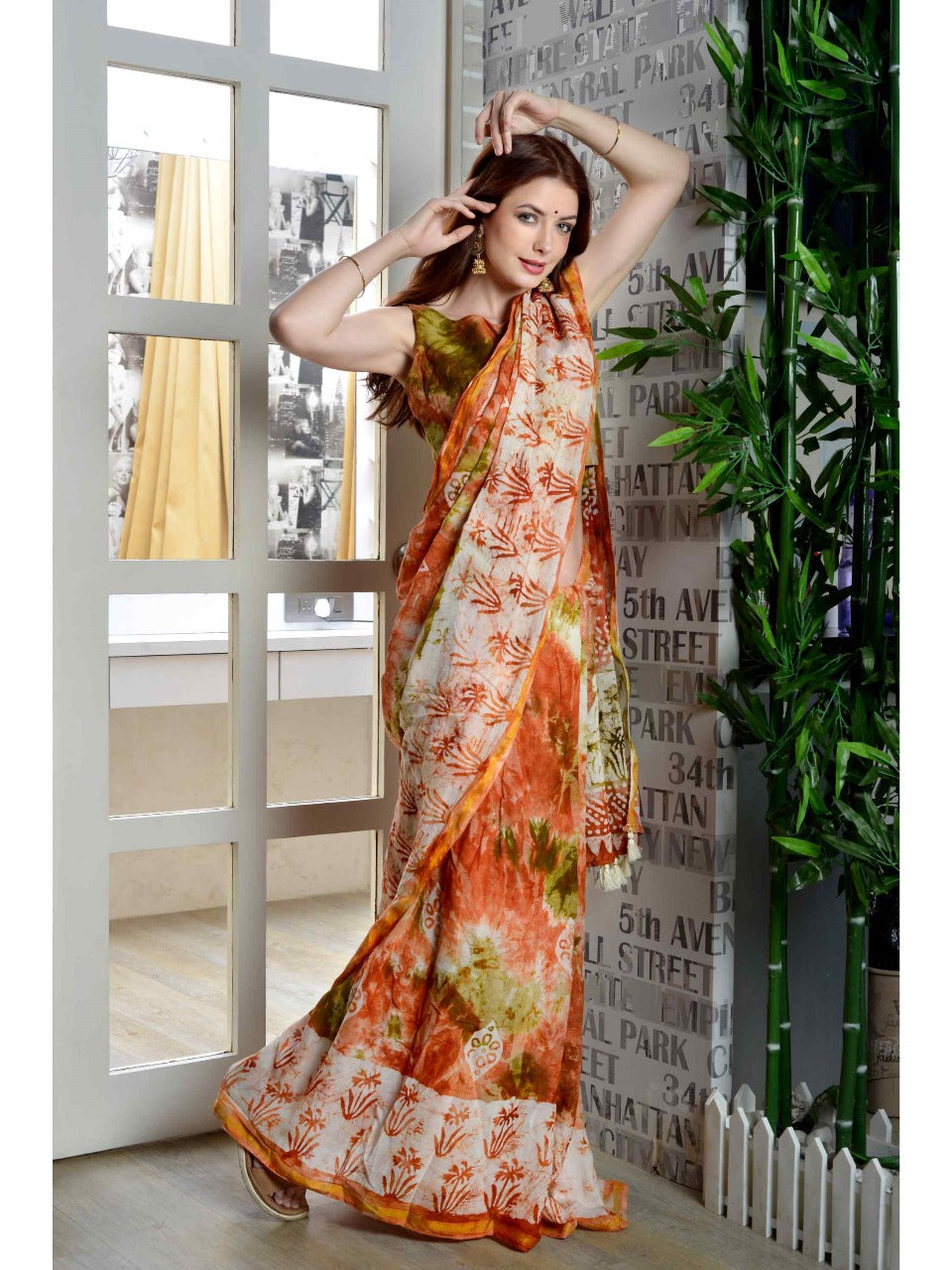 Mono Poley Viscose Mul Batik Saree Premium Viscose 9 PCS Set-M.R. Saree Emporium