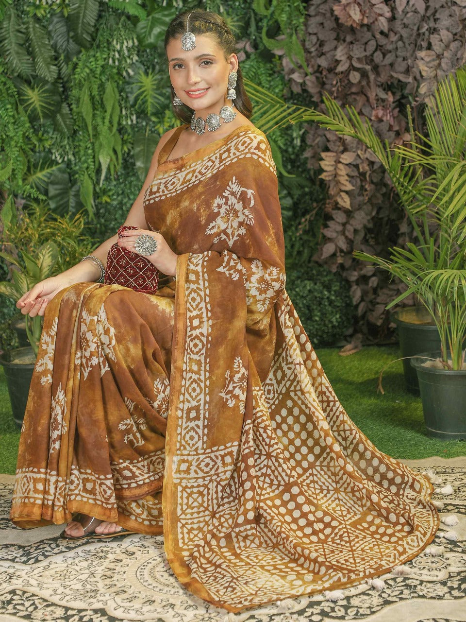 Mono Poley Viscose Mul Batik Saree Premium Viscose 9 PCS Set-M.R. Saree Emporium