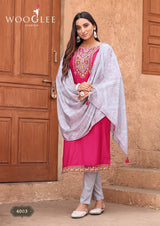 WOOGLEE Sagaai Vol 2 Viscose Kurti Set - 6 PCS Set