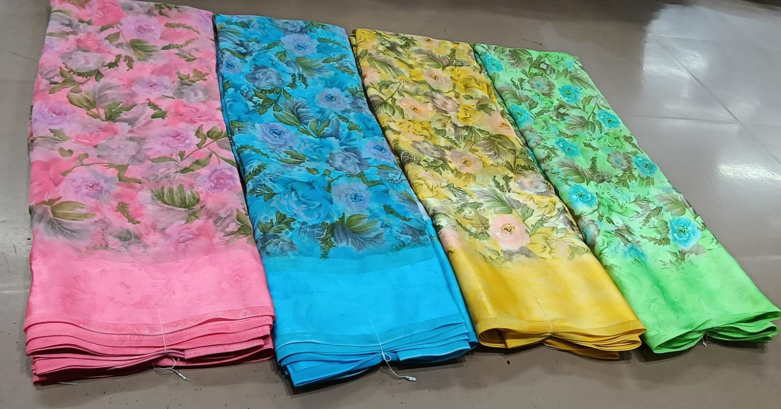 Weightless Multicolor Tie-Dye Saree –4 Pcs Set  Designer Lightweight Printed Saree for Women
