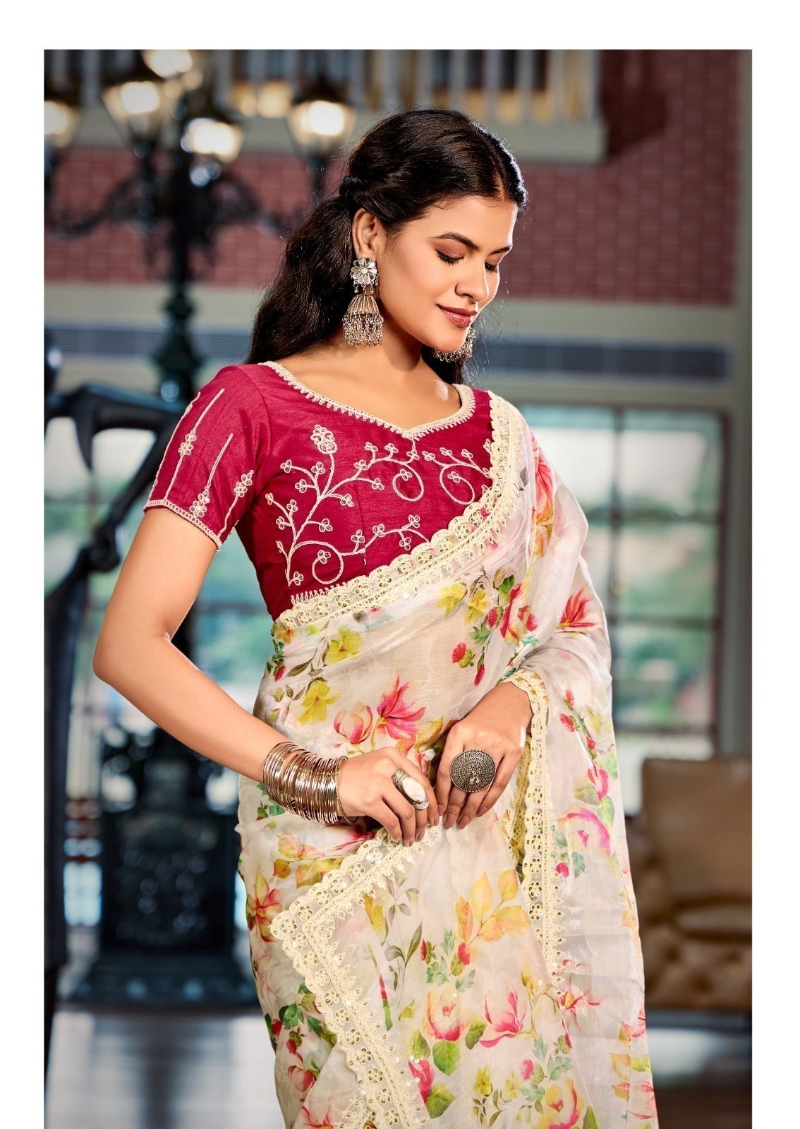 Stavan Juery Fancy Saree Set With Embroidery Wholesale