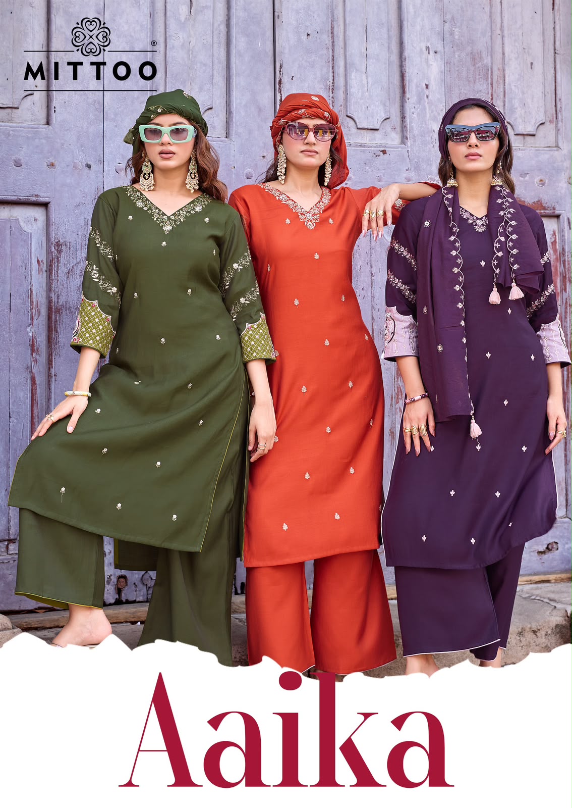 MITTOO Aaika Viscose Weaving Khatli Handwork 6 Pcs Set