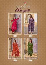 Wooglee Rangveli Rayon Handwork Kurti Pant Dupatta Set 4 PCS