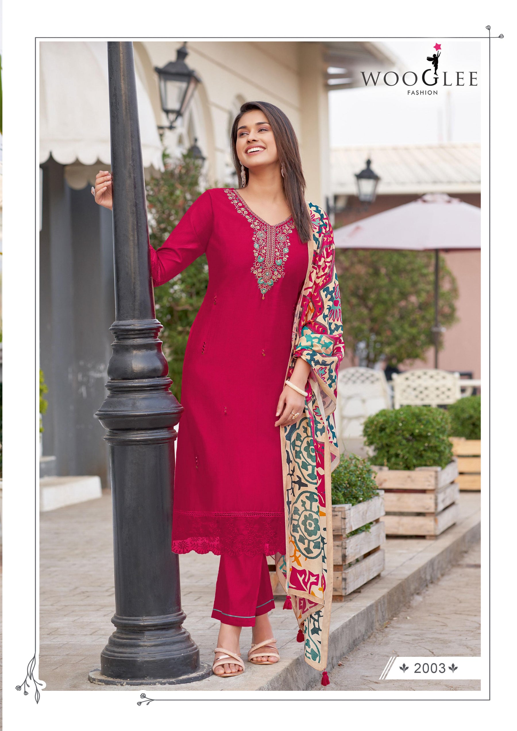 Wooglee Ehsaas 6 Pcs Set Viscose Weaving Suit with Thread & Handwork and Pure Muslin Dupatta - M.R. Saree Emporium