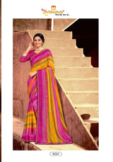 Yamini-2 Designer Saree with Contrast Border - 8 Pcs Set