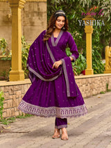 AANCHI Yashika Vichitra Silk Kurti Set with Embroidered Dupatta - 4 Pcs Set