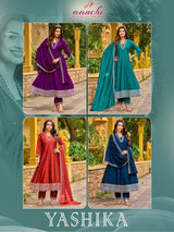 AANCHI Yashika Vichitra Silk Kurti Set with Embroidered Dupatta - 4 Pcs Set