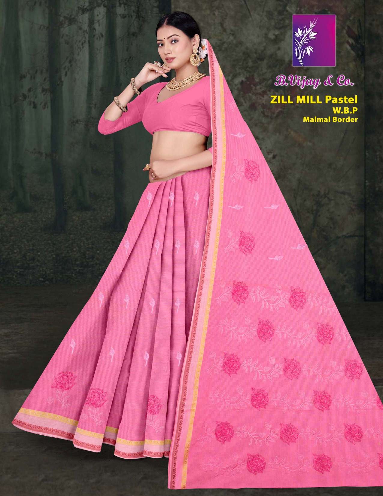 B. Vijay & Co. Zill Mill Pastel Cotton Saree Collection - 8 Pcs Set