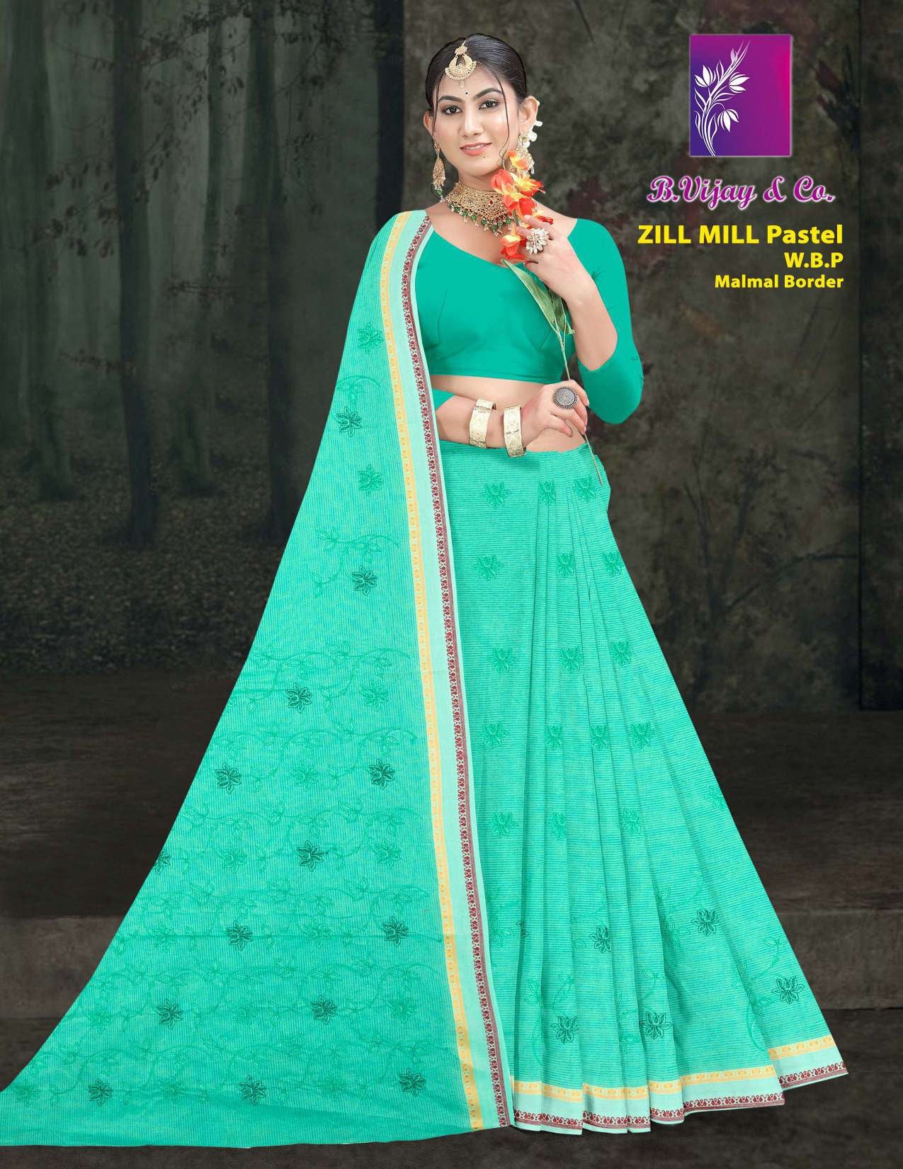 B. Vijay & Co. Zill Mill Pastel Cotton Saree Collection - 8 Pcs Set