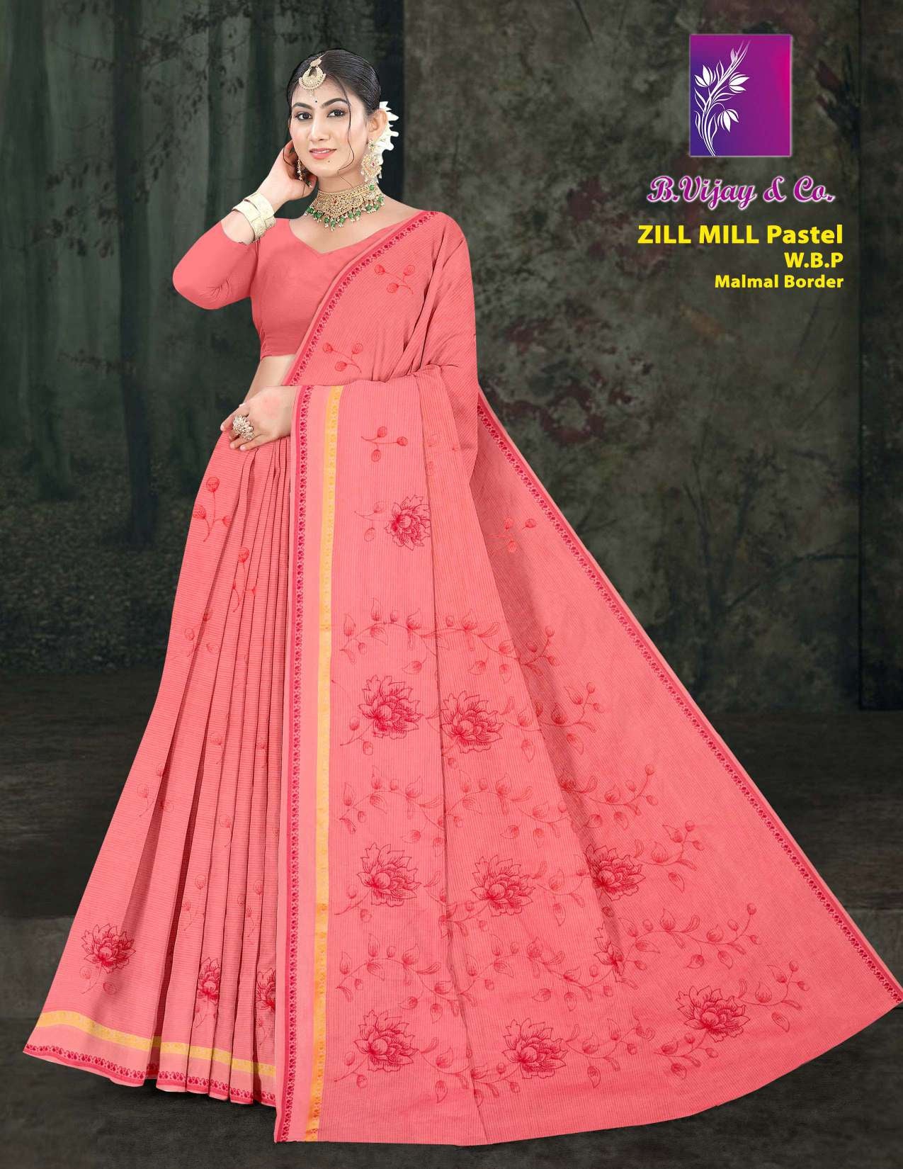 B. Vijay & Co. Zill Mill Pastel Cotton Saree Collection - 8 Pcs Set