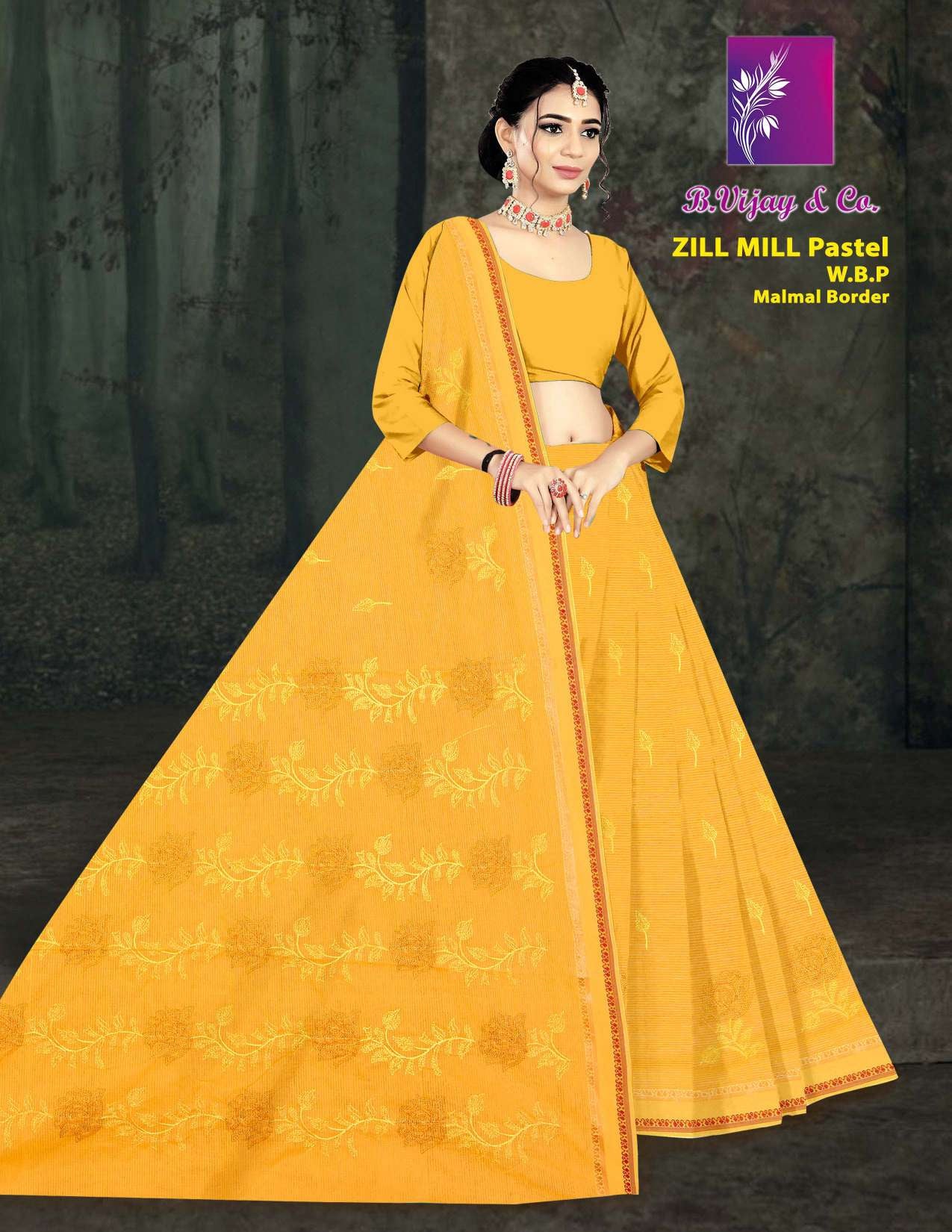 B. Vijay & Co. Zill Mill Pastel Cotton Saree Collection - 8 Pcs Set