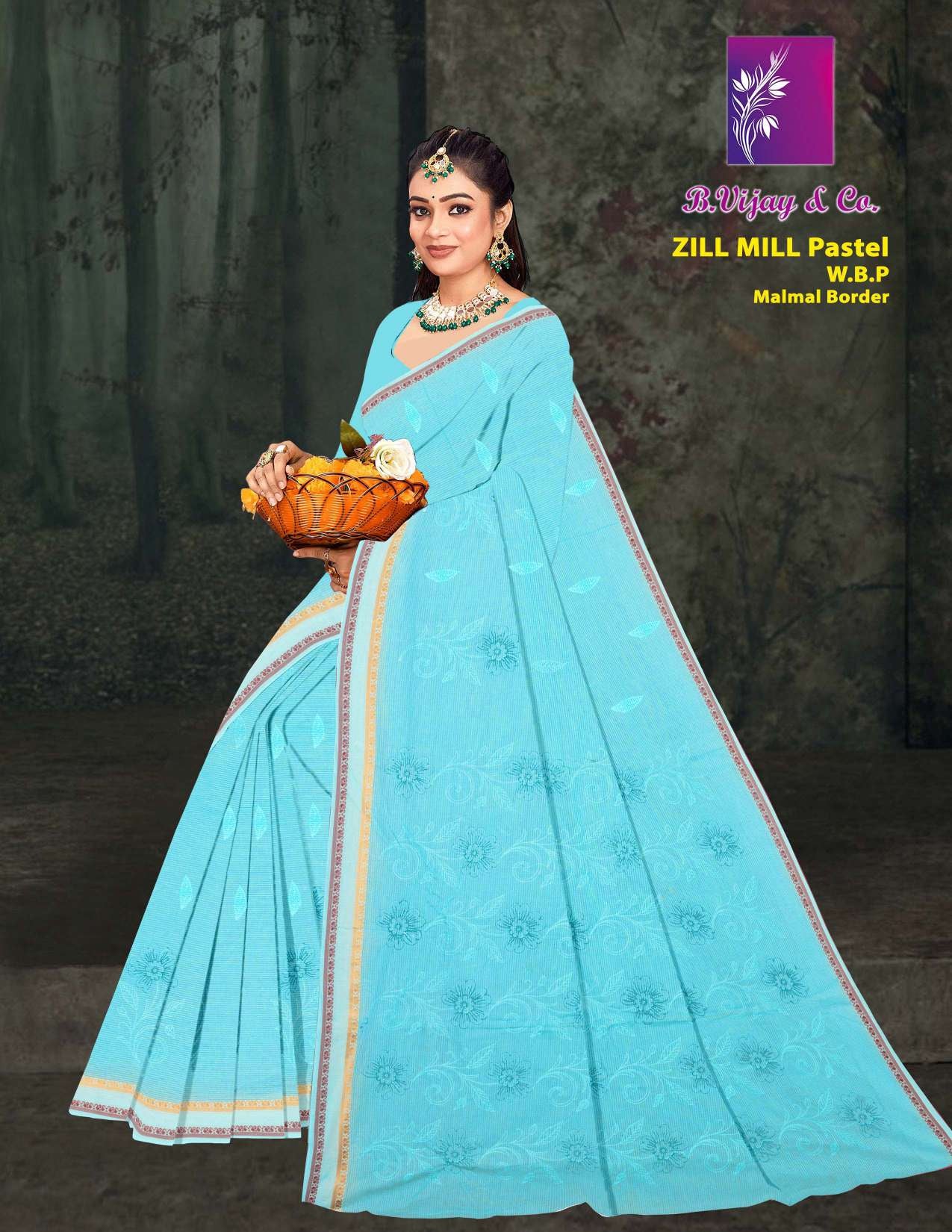 B. Vijay & Co. Zill Mill Pastel Cotton Saree Collection - 8 Pcs Set