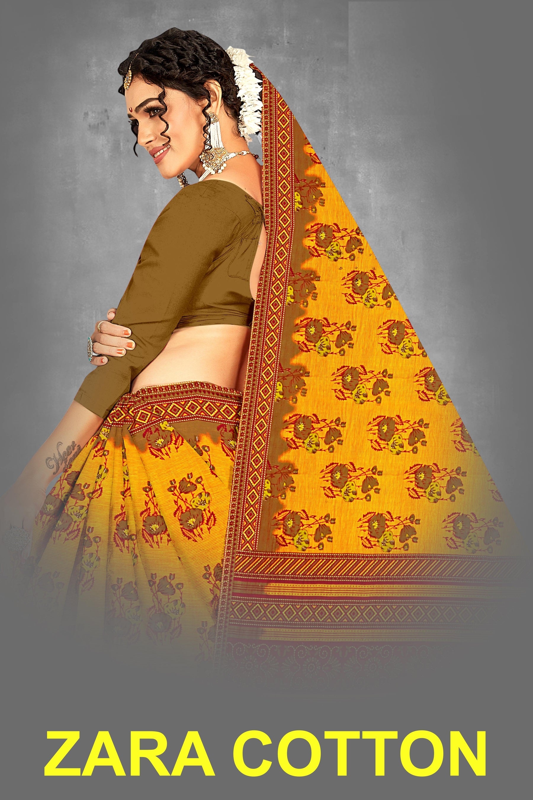 Fancy Printed Cotton Saree – Zara Cotton-M.R. Saree Emporium