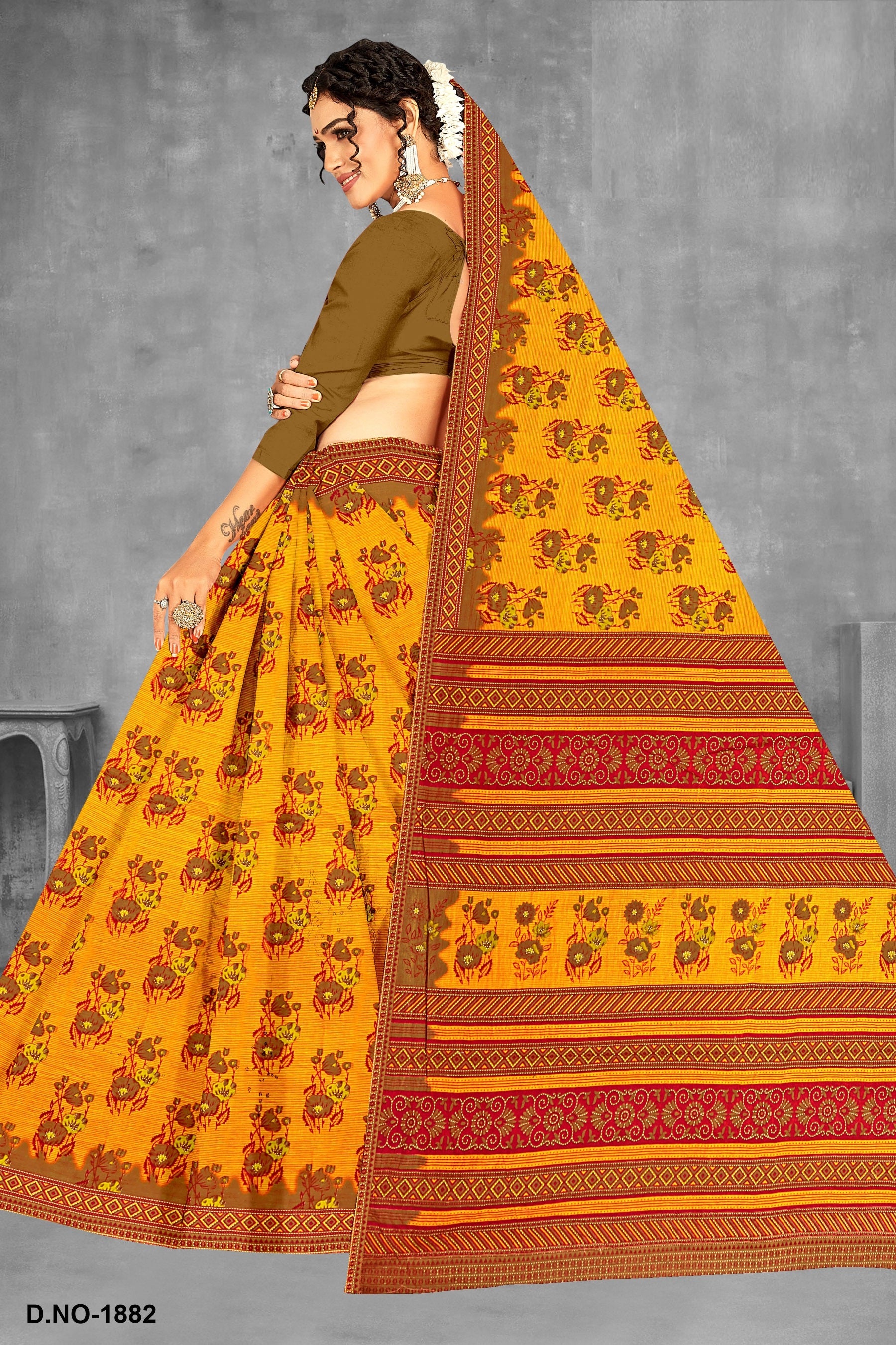 Fancy Printed Cotton Saree – Zara Cotton-M.R. Saree Emporium