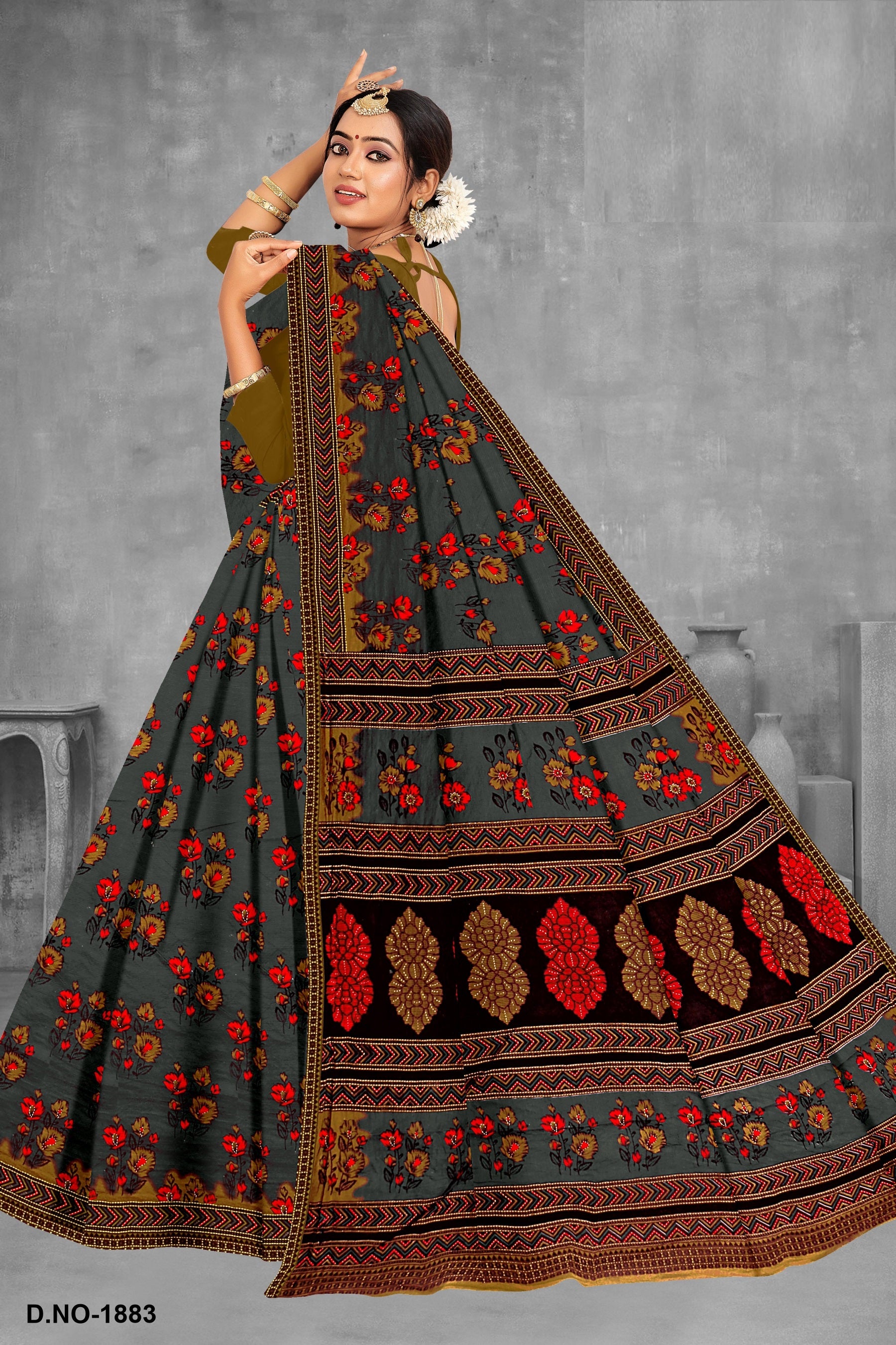 Fancy Printed Cotton Saree – Zara Cotton-M.R. Saree Emporium