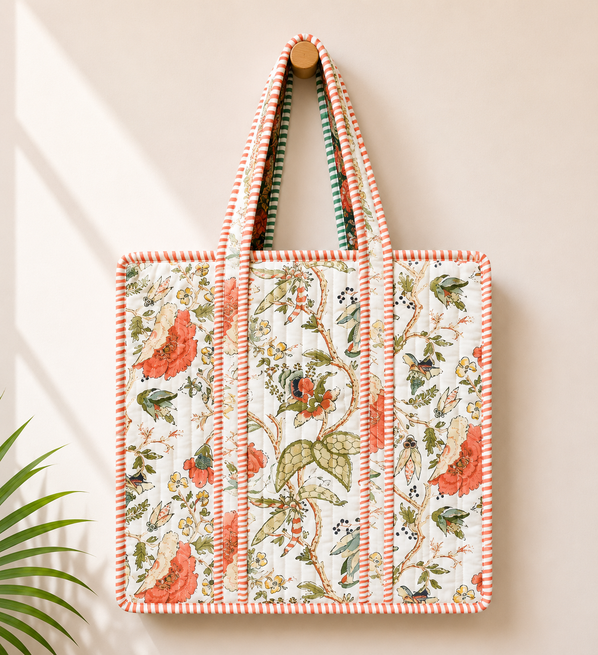 Cotton Zipper Tote Bag - Pure Hand Block Print - Exclusive Design - M.R. Saree Emporium