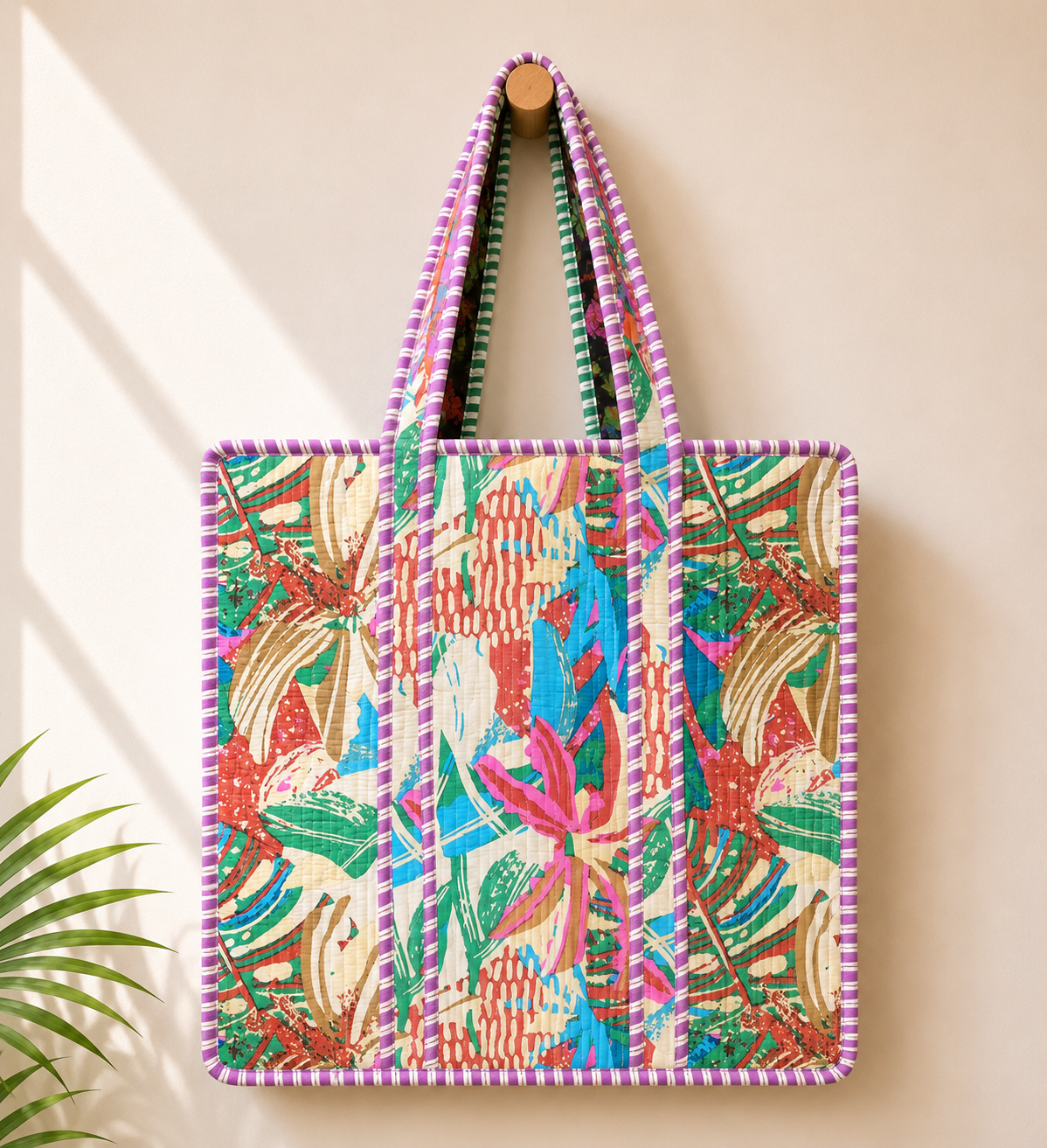 Cotton Zipper-03 Tote Bag - Pure Hand Block Print - Exclusive Design - M.R. Saree Emporium