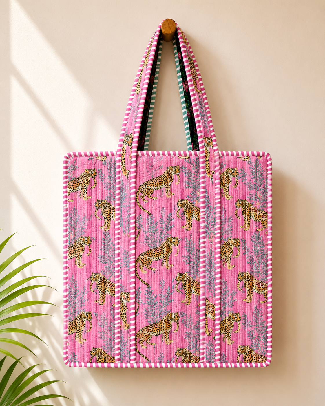Cotton Zipper-09 Tote Bag - Pure Hand Block Print - Exclusive Design - M.R. Saree Emporium