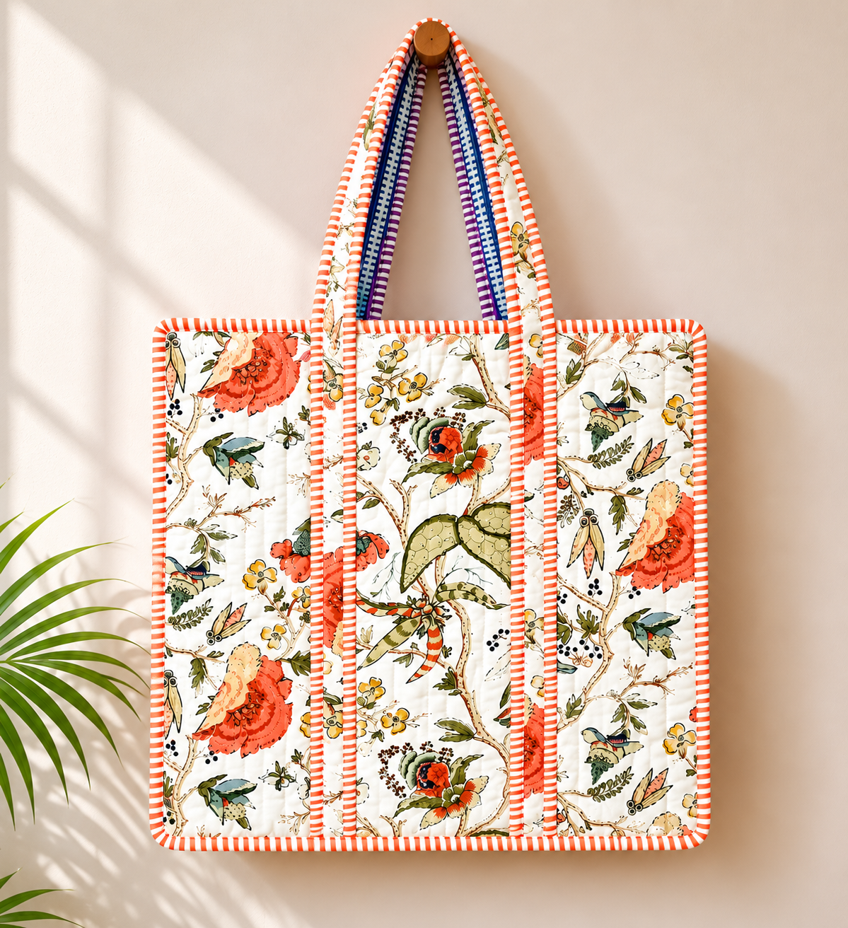Cotton Zipper-11 Tote Bag - Pure Hand Block Print - Exclusive Design - M.R. Saree Emporium