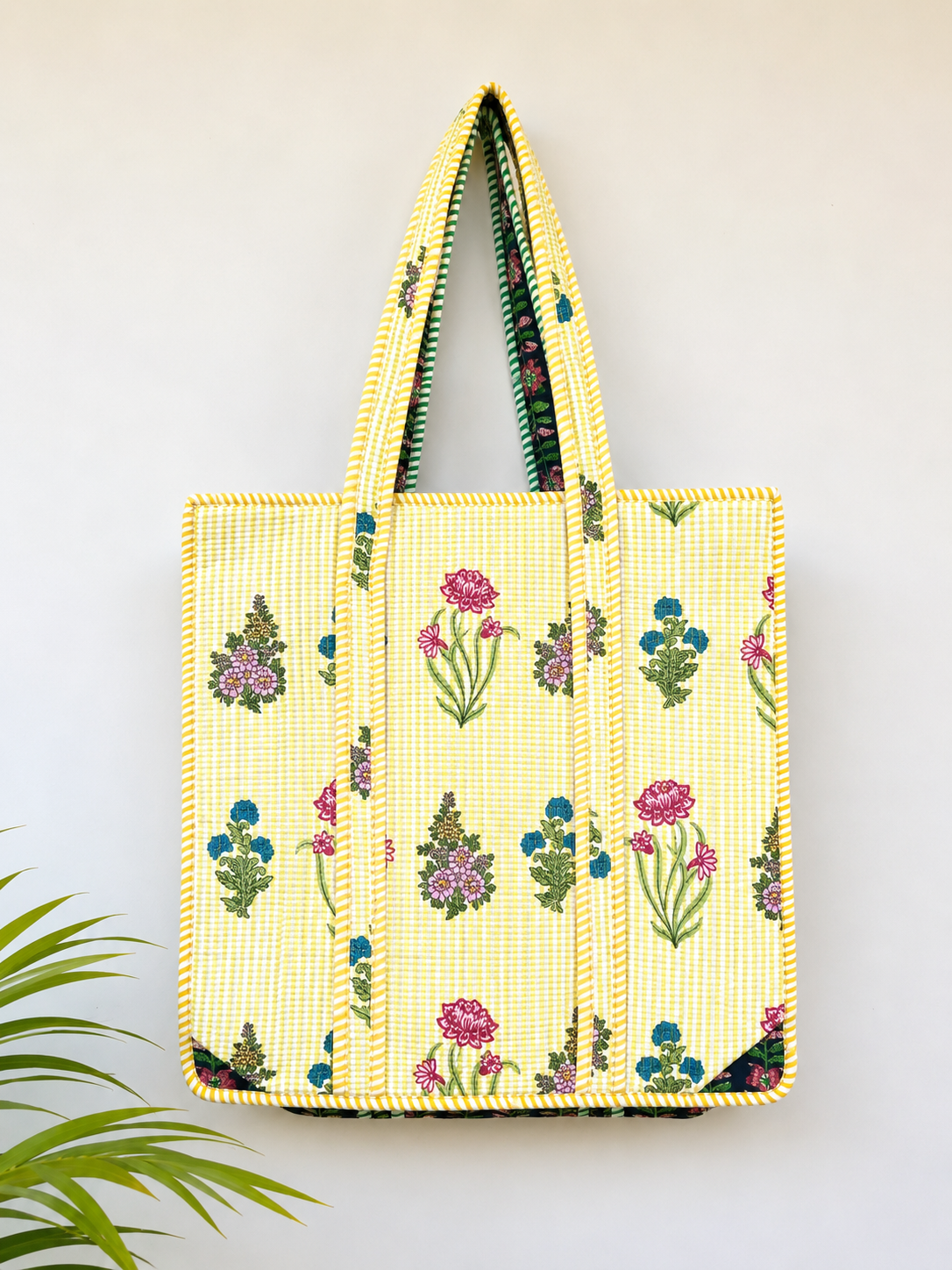 Cotton -14 Zipper Tote Bag - Pure Hand Block Print - Exclusive Design - M.R. Saree Emporium