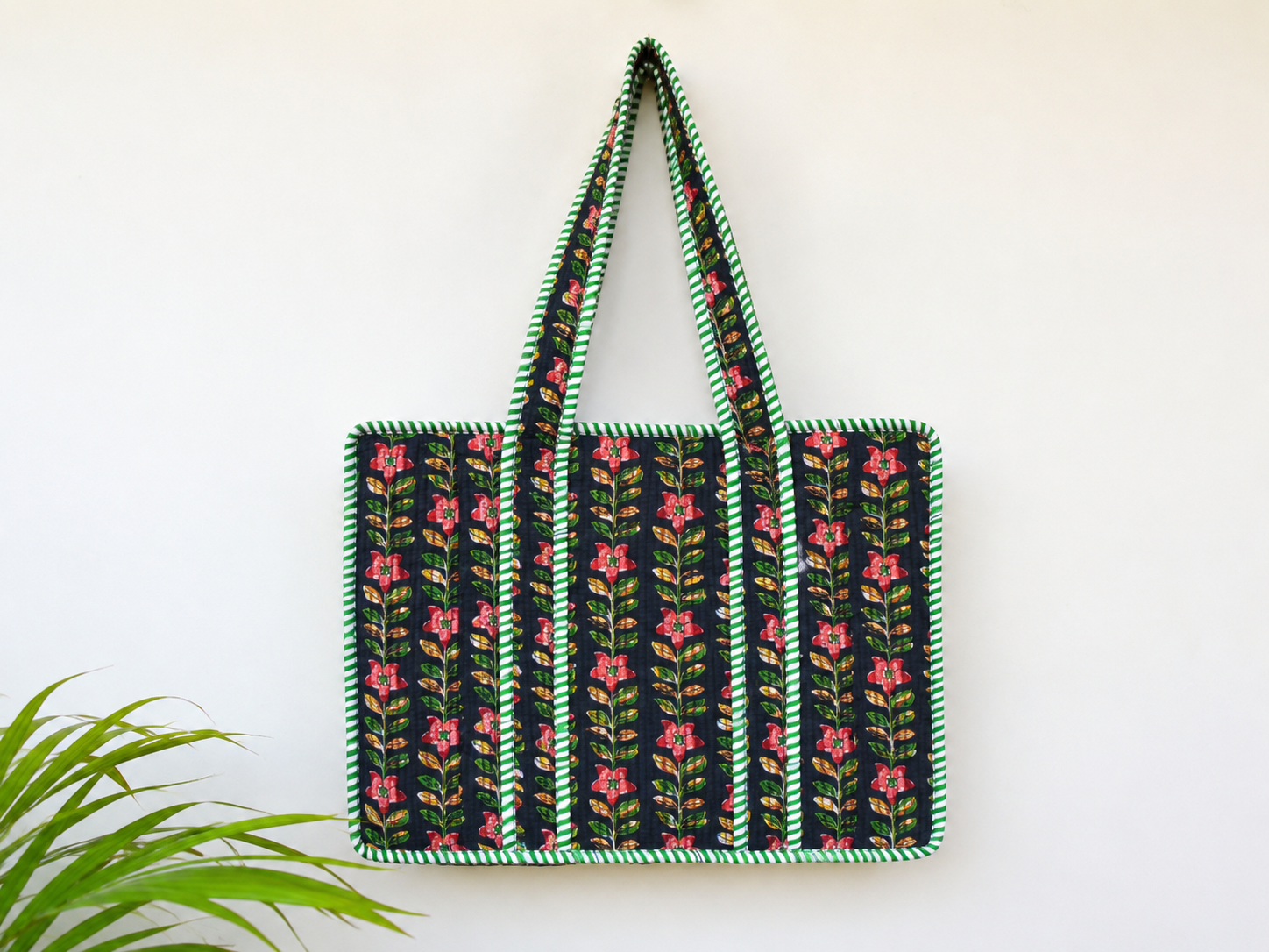 Cotton -15 Zipper Tote Bag - Pure Hand Block Print - Exclusive Design - M.R. Saree Emporium
