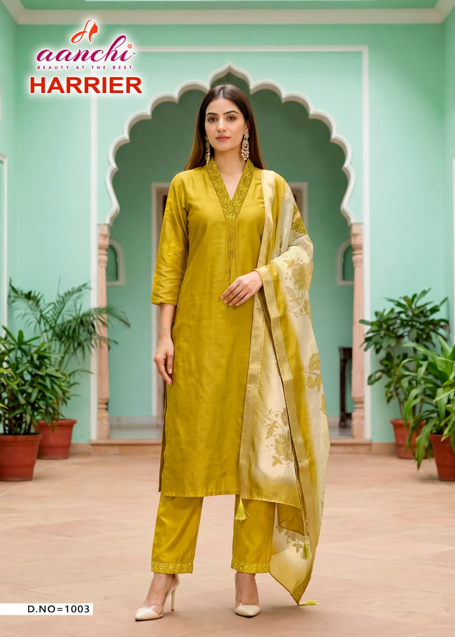 AANCHI Harrier Fancy Straight Cut Kurti Palazzo Dupatta Set