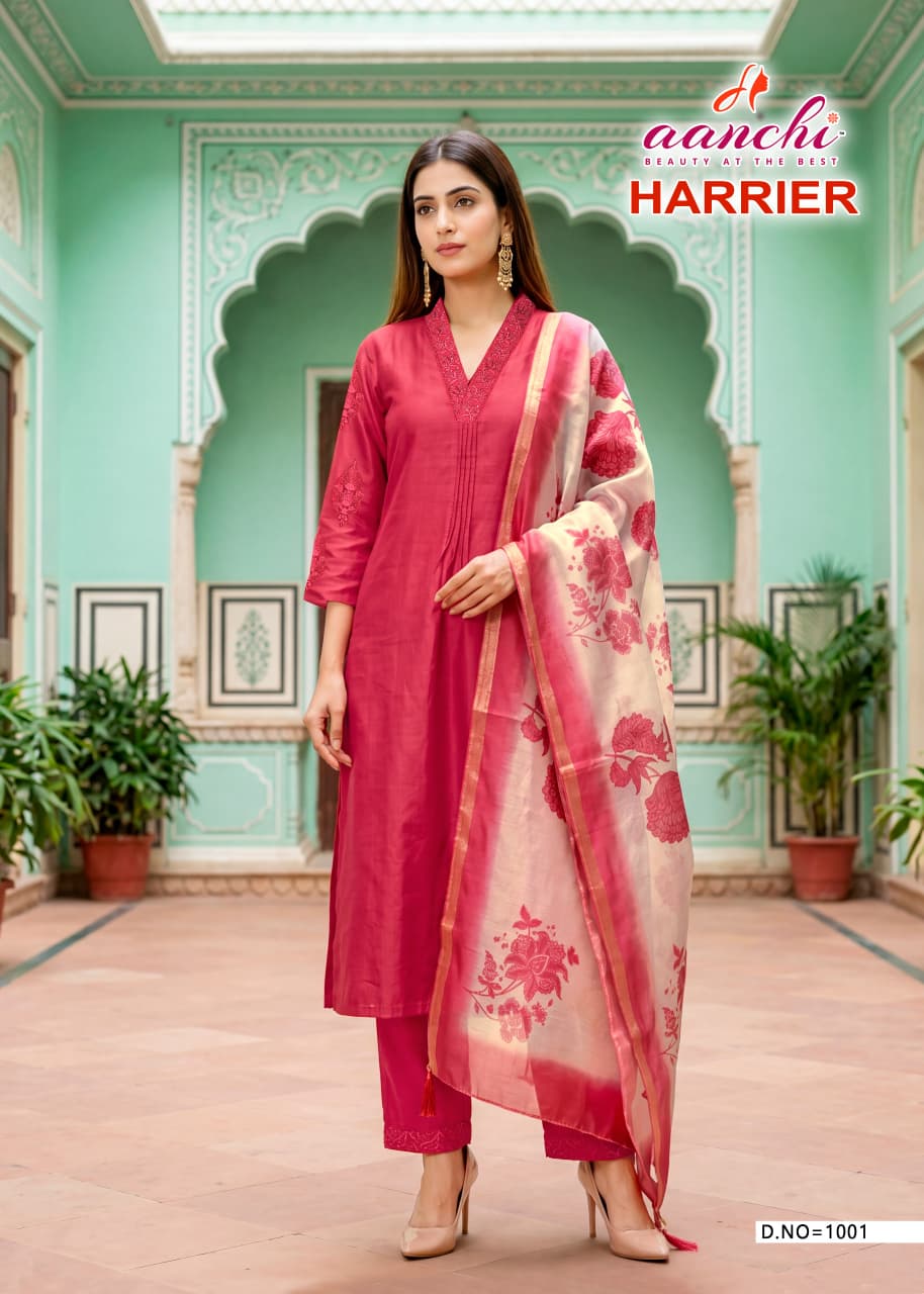 AANCHI Harrier Fancy Straight Cut Kurti Palazzo Dupatta Set