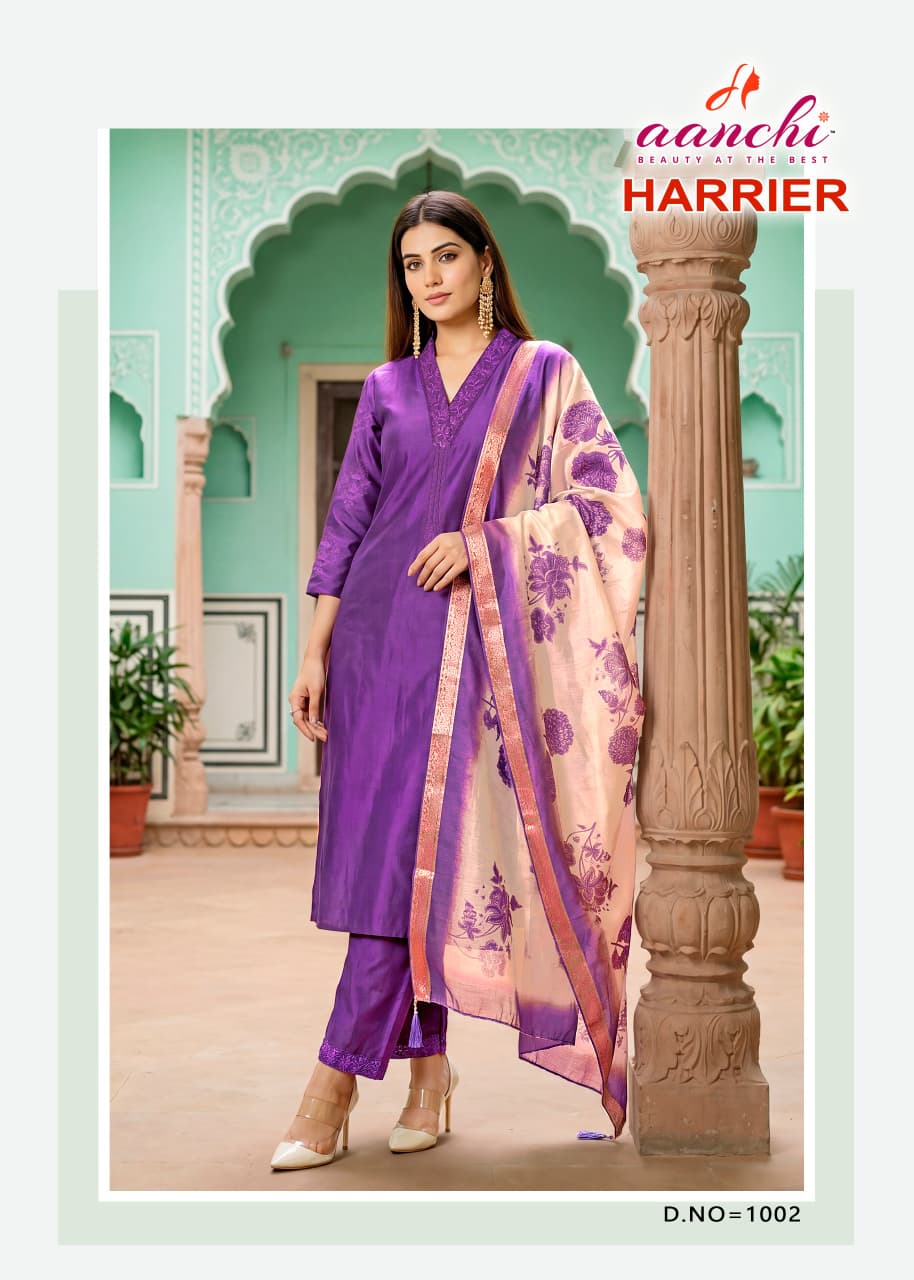 AANCHI Harrier Fancy Straight Cut Kurti Palazzo Dupatta Set