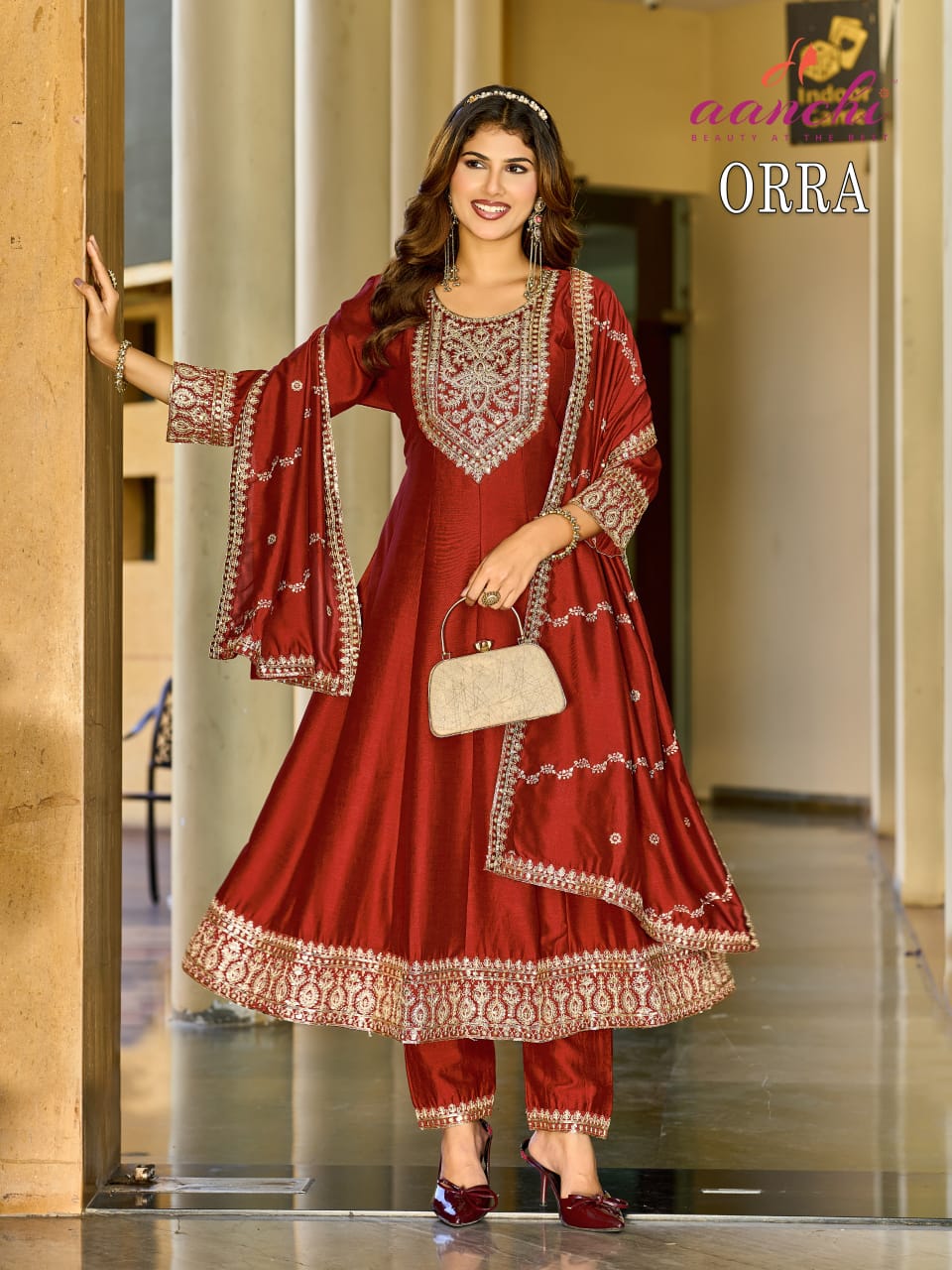 Aanchi Orra Vichitra Silk Suit Set - Embroidery Dupatta M to 2XL
