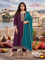 Aanchi Plus Bindu Vichitra Silk Plus Size Suit Set - 3XL 5XL