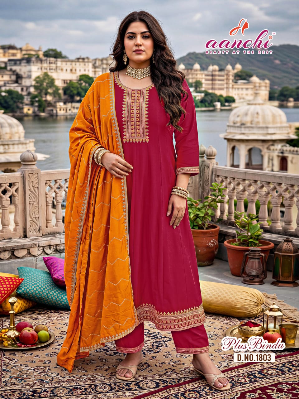 Aanchi Plus Bindu Vichitra Silk Plus Size Suit Set - 3XL 5XL