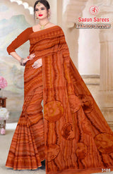 AARZOO COTTON Soft Cotton Printed Saree with Designer Pallu - 8 Pcs Set