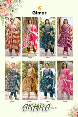 Akhira Vol 1 Kurti Pant Dupatta Set Wholesale 8 Pcs Set
