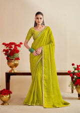 Bandhniya 9 PCS Set – Georgette Fancy Pattern with Embroidery Border & Blouse-M.R.Saree Emporium