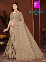 Beauty Cotton Embroidered Cotton Saree Collection - 8 Pcs Set