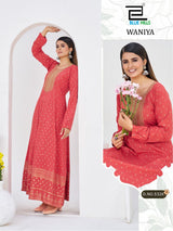 Blue Hills Waniya Rayon Foil Print Anarkali Gown Collection - 6 PCS - M.R. Saree Emporium