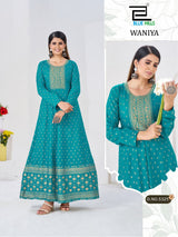 Blue Hills Waniya Rayon Foil Print Anarkali Gown Collection - 6 PCS - M.R. Saree Emporium