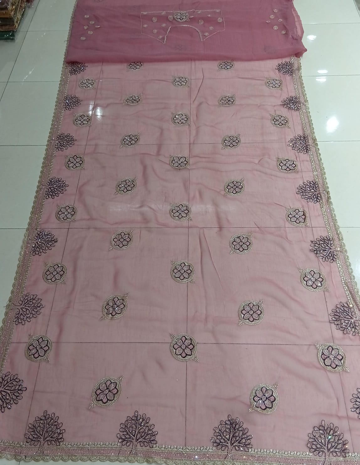 Designer Fancy Chiffon Saree – 5 Pcs Set | M.R. Saree Emporium