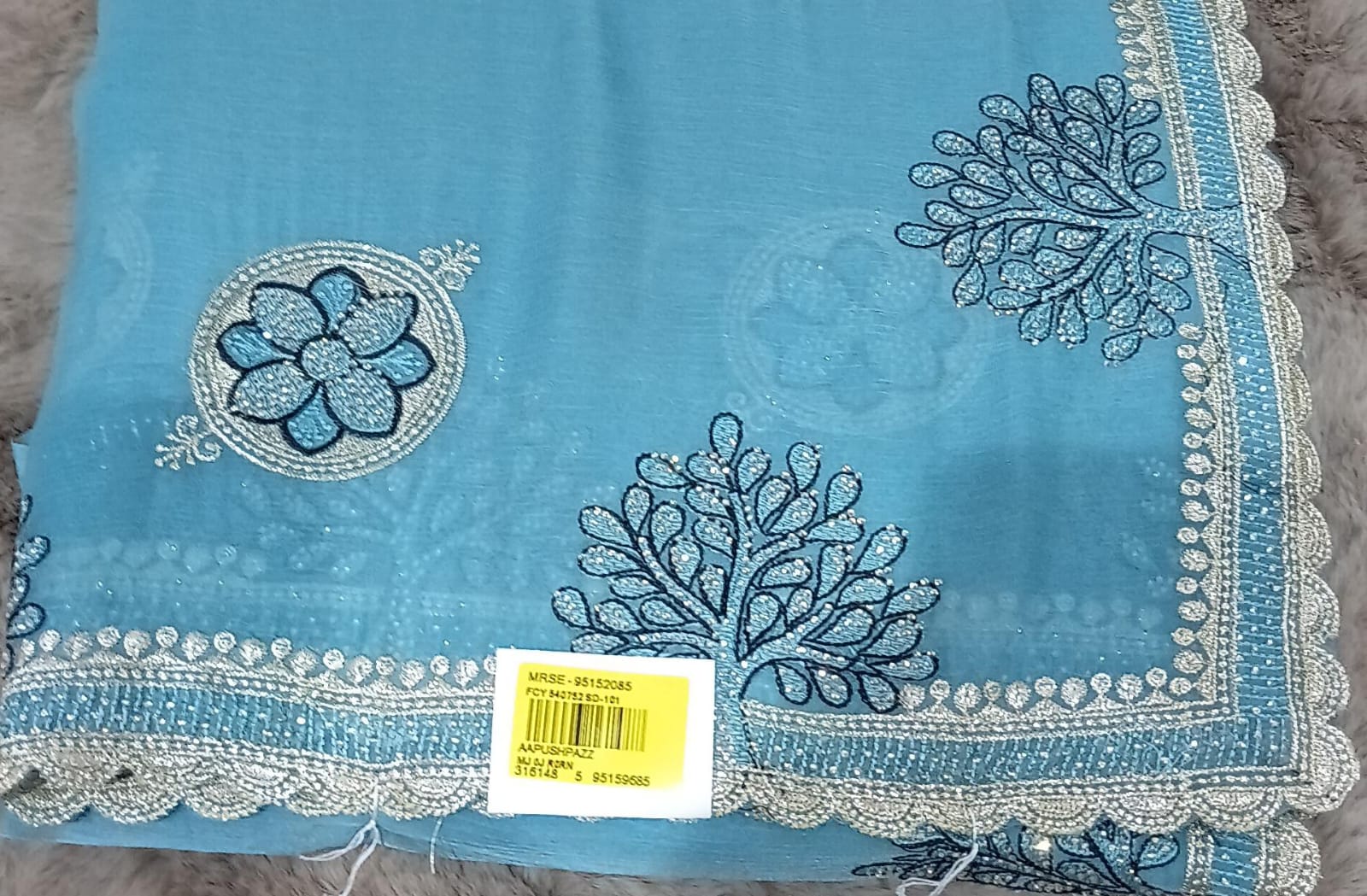 Designer Fancy Chiffon Saree – 5 Pcs Set | M.R. Saree Emporium