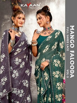 Mango Falooda Vol-5 Chiffon Saree Set (8 Pcs) Floral Print Lace Border Daily Wear - M.R. Saree Emporium