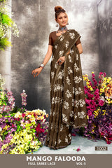 Mango Falooda Vol-5 Chiffon Saree Set (8 Pcs) Floral Print Lace Border Daily Wear - M.R. Saree Emporium