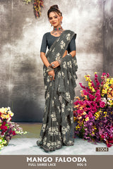 Mango Falooda Vol-5 Chiffon Saree Set (8 Pcs) Floral Print Lace Border Daily Wear - M.R. Saree Emporium