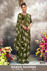 Mango Falooda Vol-5 Chiffon Saree Set (8 Pcs) Floral Print Lace Border Daily Wear - M.R. Saree Emporium